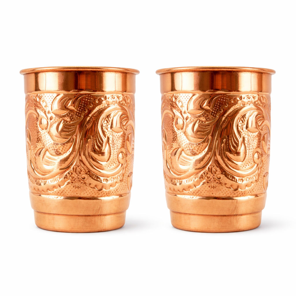Pure copper mathat shaped hammered design moscow mule beer mug cup, Set of 2 430